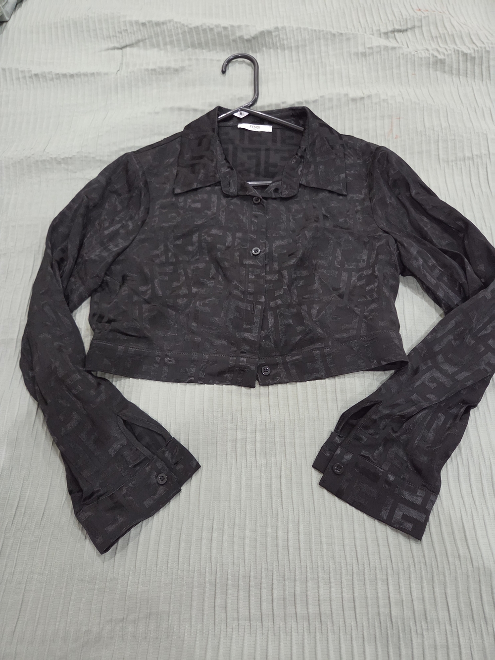 Fendi Logo Embossed Silk Shirt